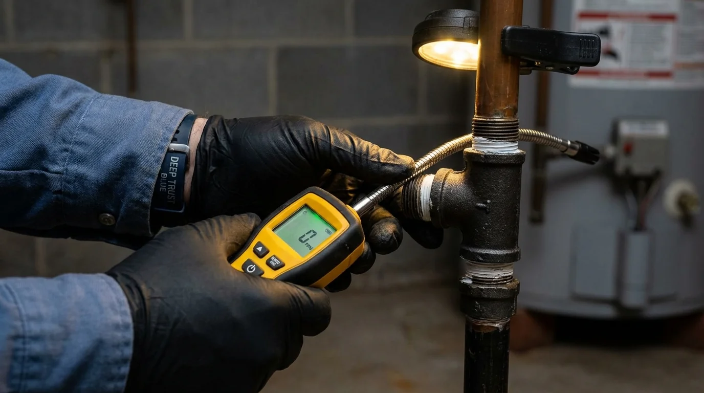 Gas leak detection with electronic sniffer by Johns Plumbing LLC in Ennis